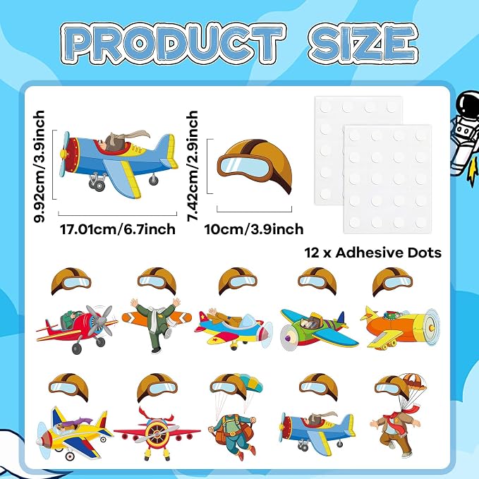 60pcs Pilot Airplane Cutouts Aircraft Bulletin Board Decorations Adventure