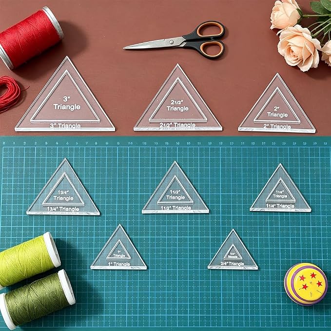 BENECREAT 16 Pcs Triangle Quilting Template, Acrylic Quilting Templates Rulers
