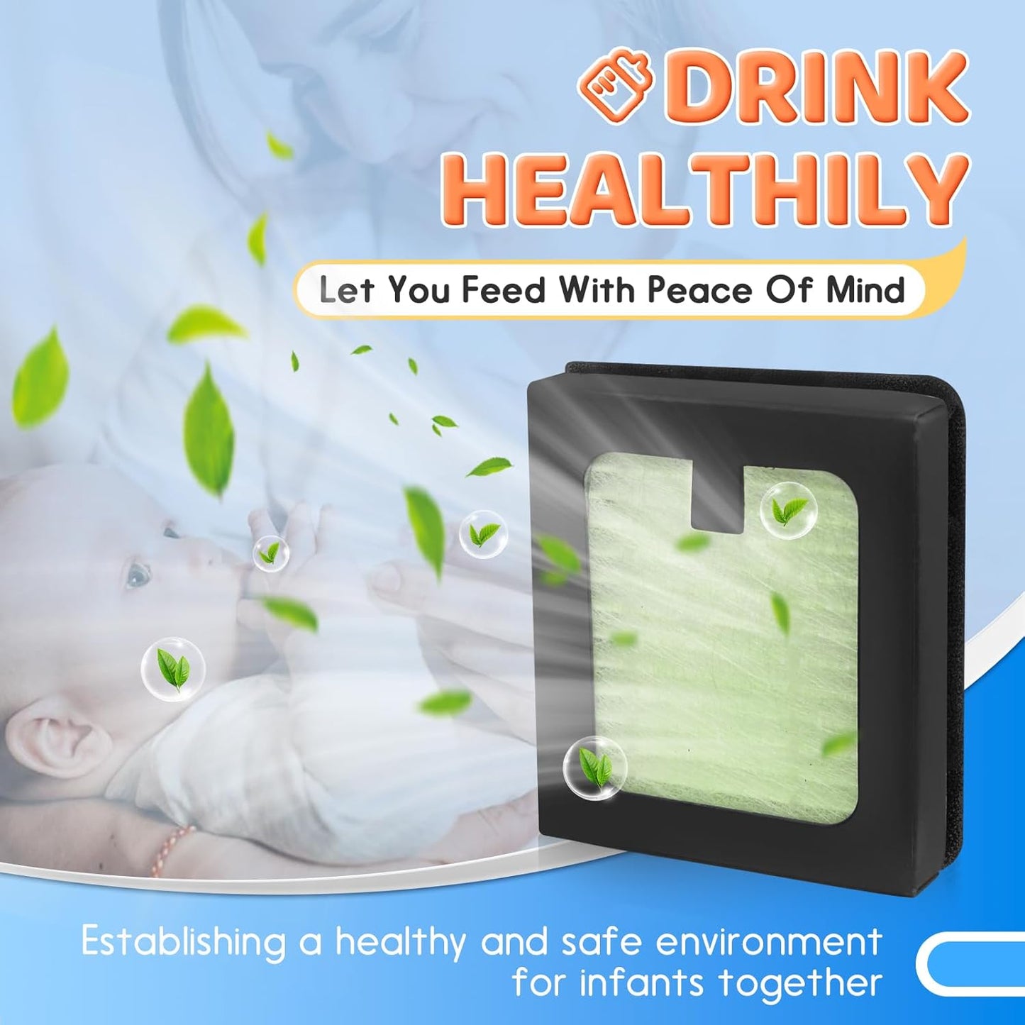 4 Pack HEPA Filter Replacement Compatible with Baby Brezza Bottle Dryer Advanced and Baby Brezza Bottle Washer Pro