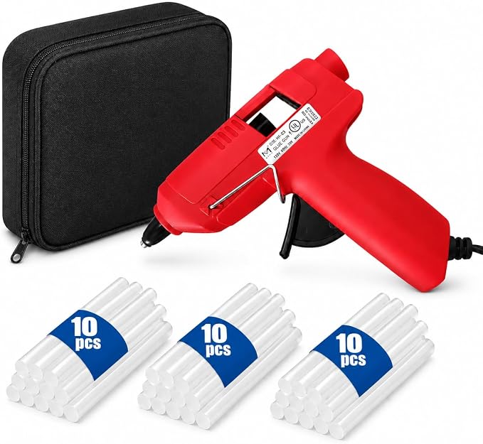 Mini Hot Glue Gun Kit with 30 Glue Sticks and Carrying Case, 15W Fast