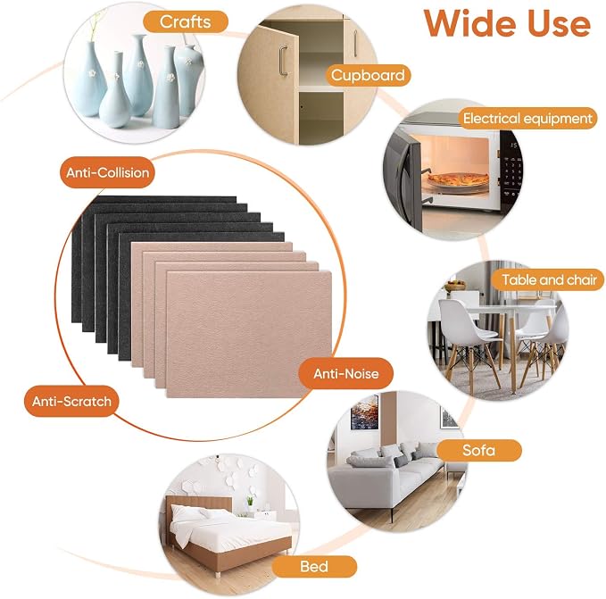 Felt Furniture Pads 10pcs 8" x 6" Adhesive Large Felt Pads, Cuttable Chair Leg