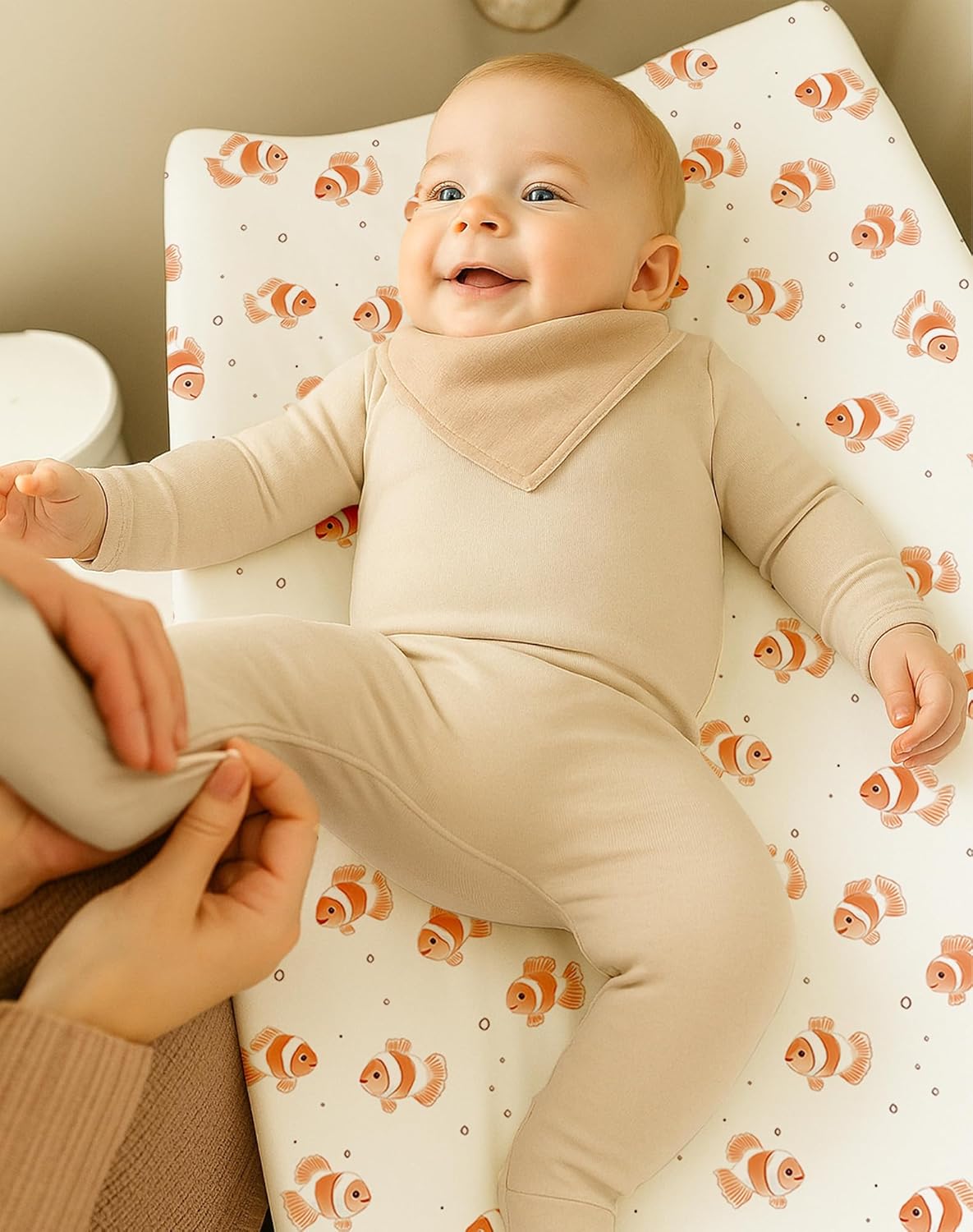 Changing Pad Cover for Baby Boys Girls 2 Pack, Fits Standard 32”×16” Changing Table Pads, Silky Breathable Stretch Knit, Machine Washable (Nemo Dots)
