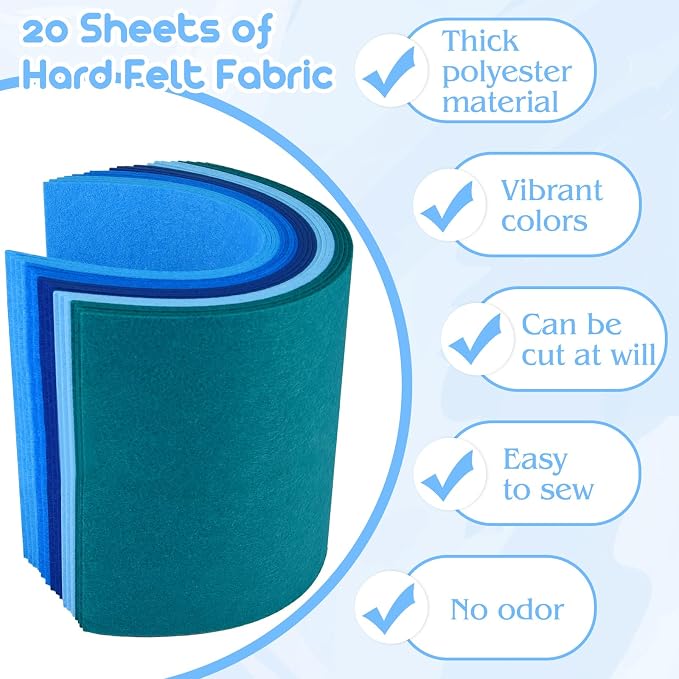 NEBURORA 20 Pcs 2mm Thick Stiff Felt Sheets