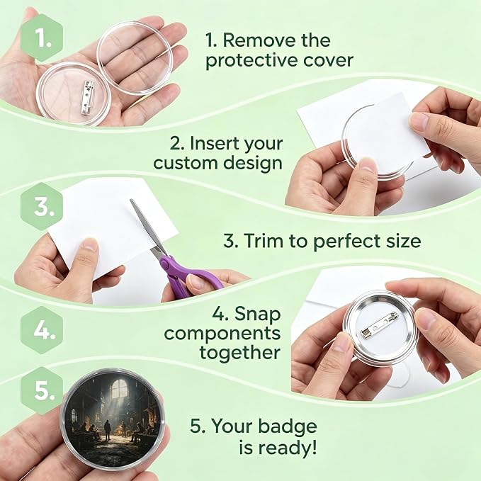 10Pcs 3.11 Inch Clear Button Pins, DIY Photo Acrylic Blank Badge Pins, Snap