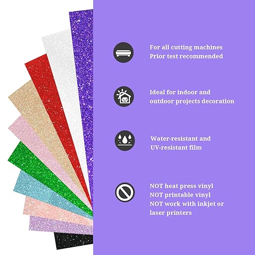 TECKWRAP Shimmer Vinyl Glitter Adhesive Sheets