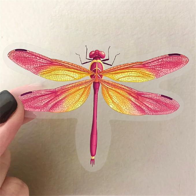 50Pcs Dragonfly Stickers for Scrapbooking, PET Transparent Decorative Stickers