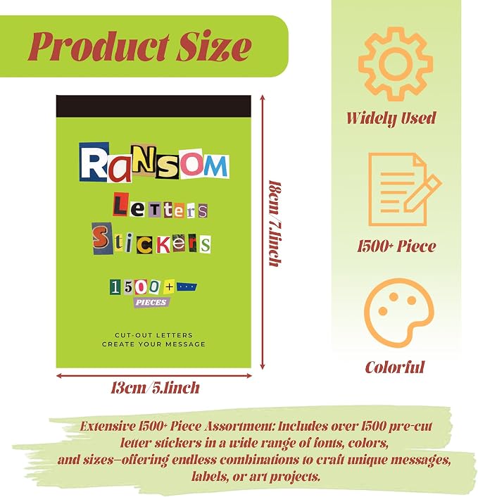 Letter Stickers Book-Scrapbook Supplies | 1500Pcs Vintage Ransom Alphabet