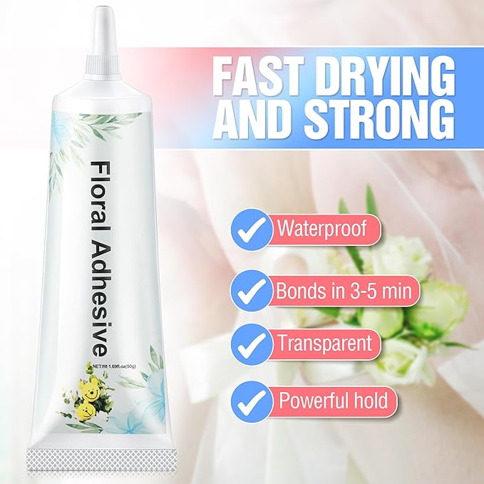 MotiMind 2 Pack Floral Glue 50 ml, Fast Drying Flower Floral Adhesive | Strong