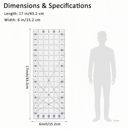 Sewing Ruler, 6“ * 17” Quilting Rulers, Acrylic Ruler, Cutting Ruler