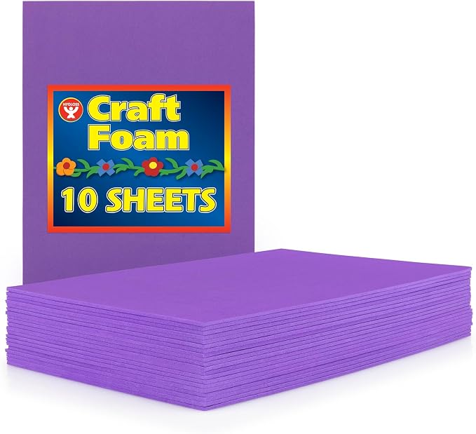Hygloss Sheets Colorful Foam for DIY Arts & Craft, 12” x 18”, 10 Piece