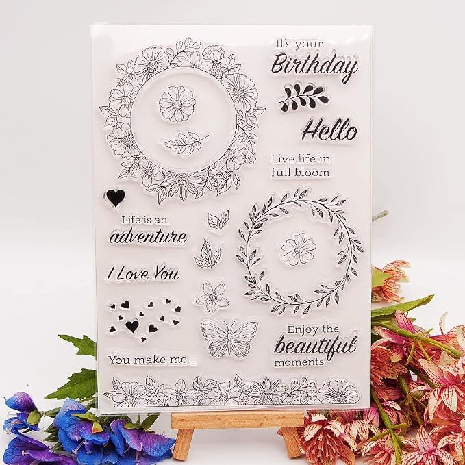 Flower Wreath Lace Clear Stamps Silicone Stamp Cards