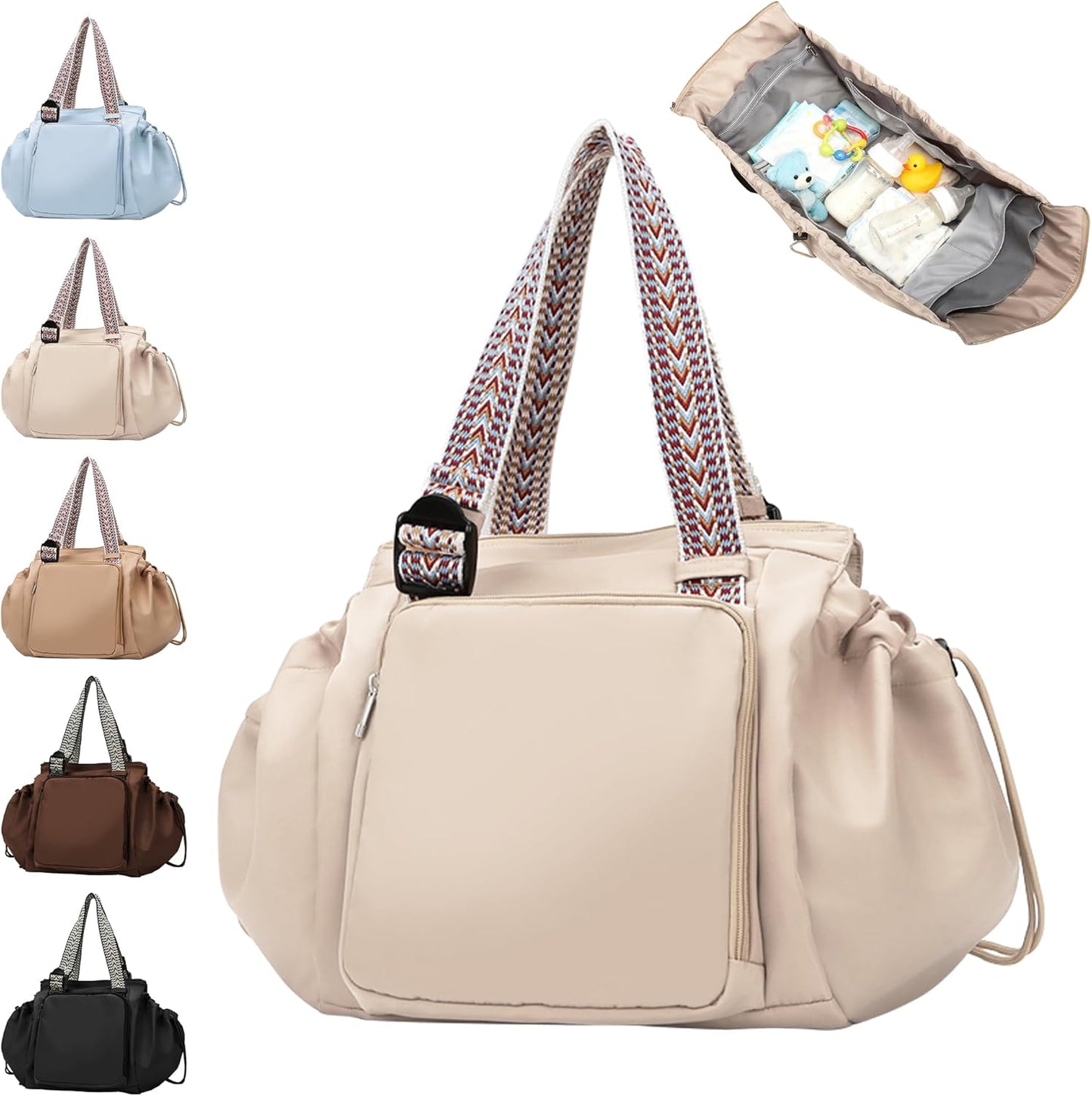 DAMARI Diaper Bag Tote for Moms Dads, Large Capacity Baby Diaper Bag, Wide-Open Mom Bag with 15 Pockets