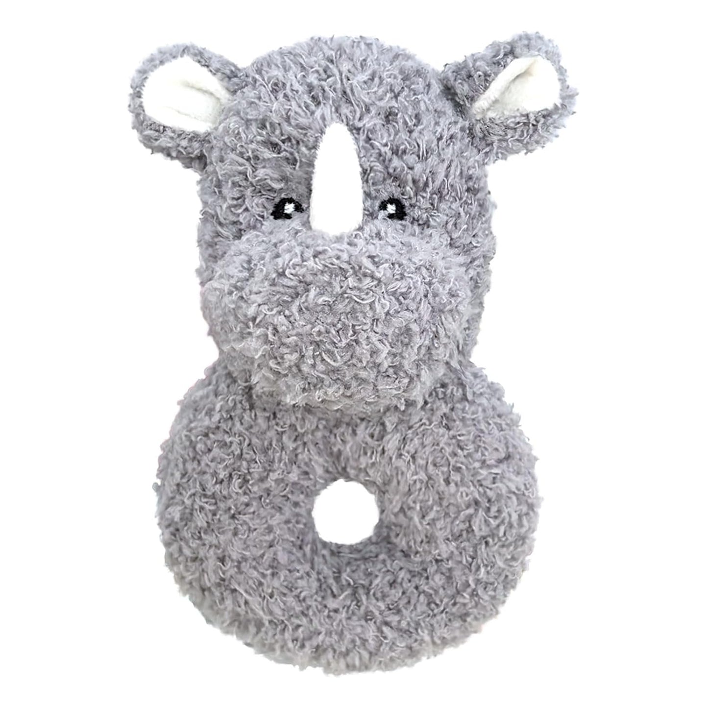 Baby Rhino Soft Rattle Toy, Plush Rhino Infant Shaker Rattle Easy-Grasp Stuffed Animal Toy, Gifts for Newborns Babies Toddlers Boys Girls, Gray, 6 Inches