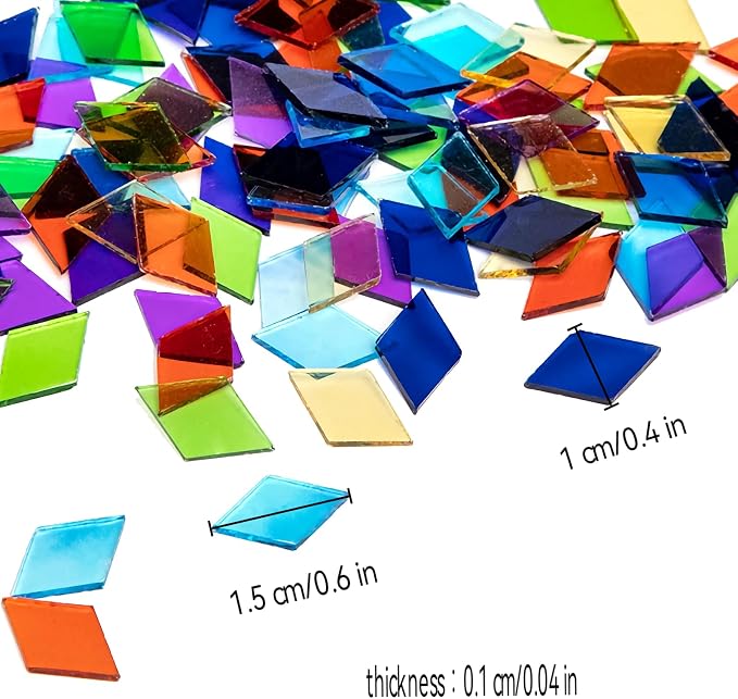 520pcs/100g Diamond Mosaic Tiles, High Transparency Stained Glass Mosaic Tiles