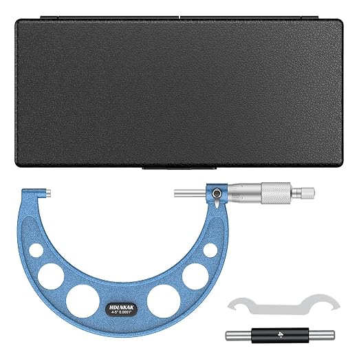 HDLNKAK Outside Micrometer Set, 4-5" Machinist Micrometer, 0.0001" Graduation
