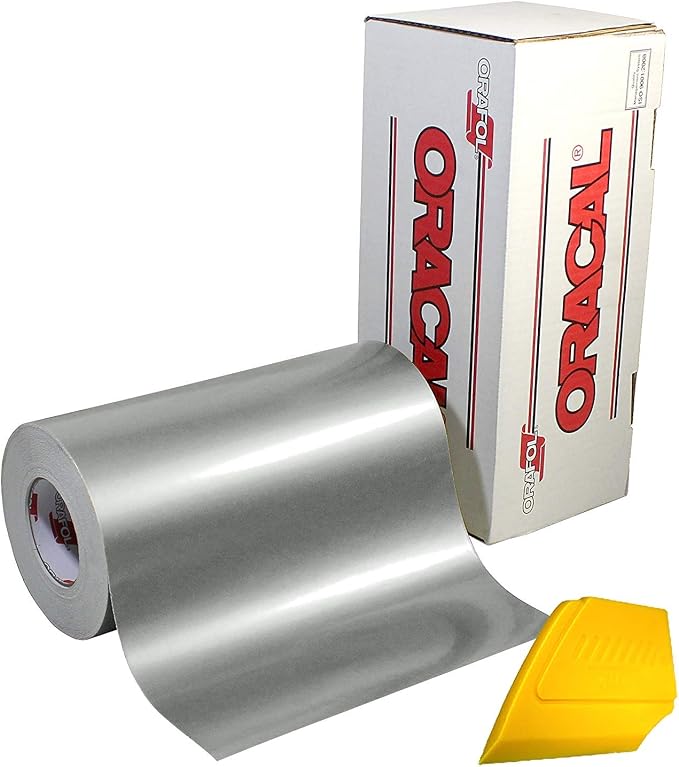 ORACAL 651 Silver Grey Calendared Vinyl – Glossy Permanent Adhesive Roll