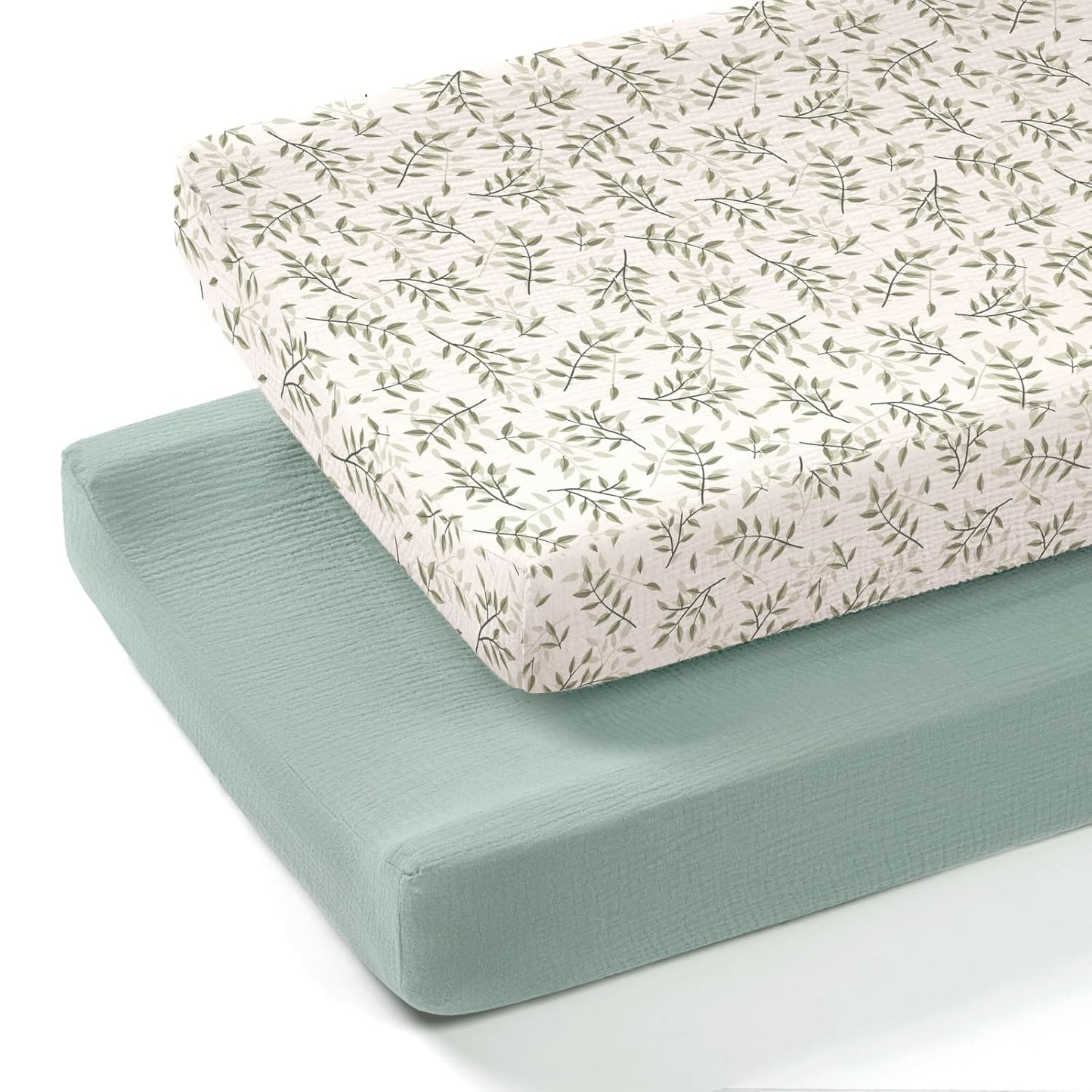 lulumoon Muslin Changing Pad Cover: 2-Pack Soft Breathable Cotton Boho Neutral Print for Baby Girls Boys - Nursery & Baby Shower