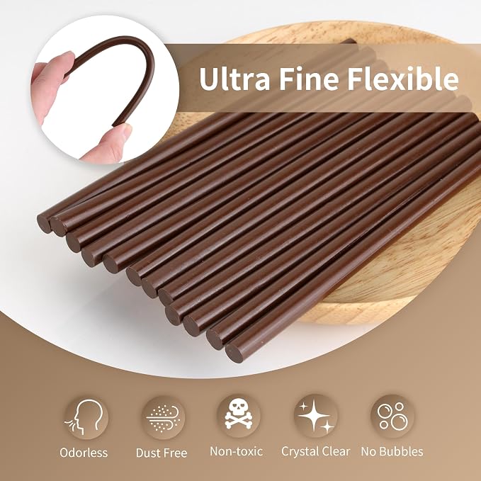 MATUFF Brown Hot Glue Sticks Mini 0.27" x 5.9 inches, Hot Melt Mini Colored