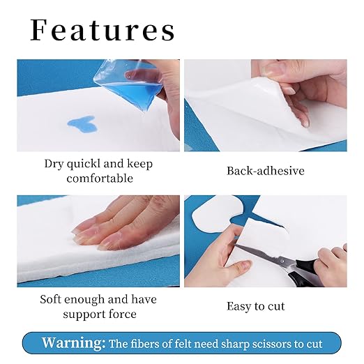 Pllieay Adhesive Felt Premium Grade, 1/4" x 6" x 2.5yd Orthopedic Felt Roll |