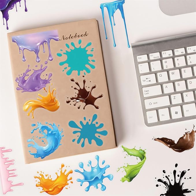 50 Pieces of Transparent Cartoon Dripping Paint Stickers, Suitable