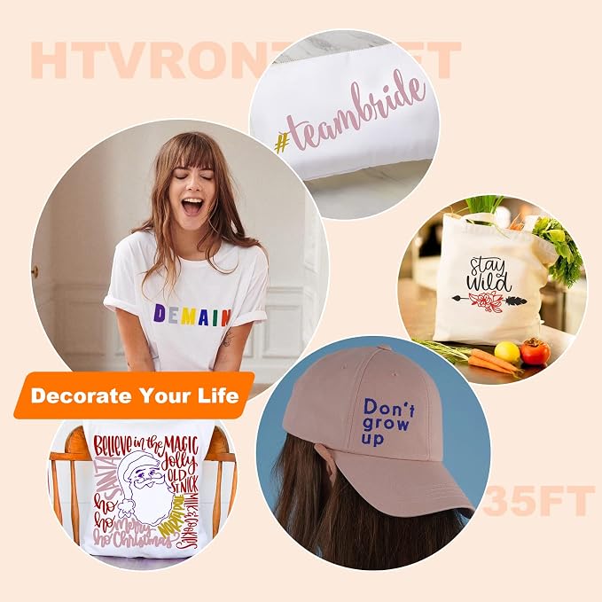HTVRONT HTV Vinyl Rolls Heat Transfer Vinyl