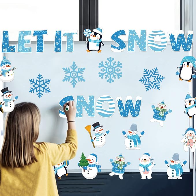 Outus 45 Pcs Winter Cutouts Snowflake Accents Paper Cutouts Name Tags Seasonal