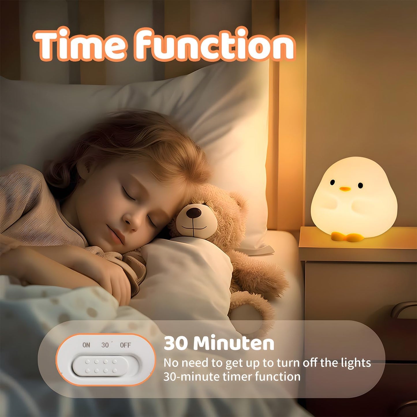 Cute Duck Night Light for Kids,Duck Squishy Lamp for Girls,Super Cute & Soft Touch Silicone Lamp for Bedrooms Nursery,Unique Kids Room Decor Gift Toy for Boys Girls Women(2 Levels)