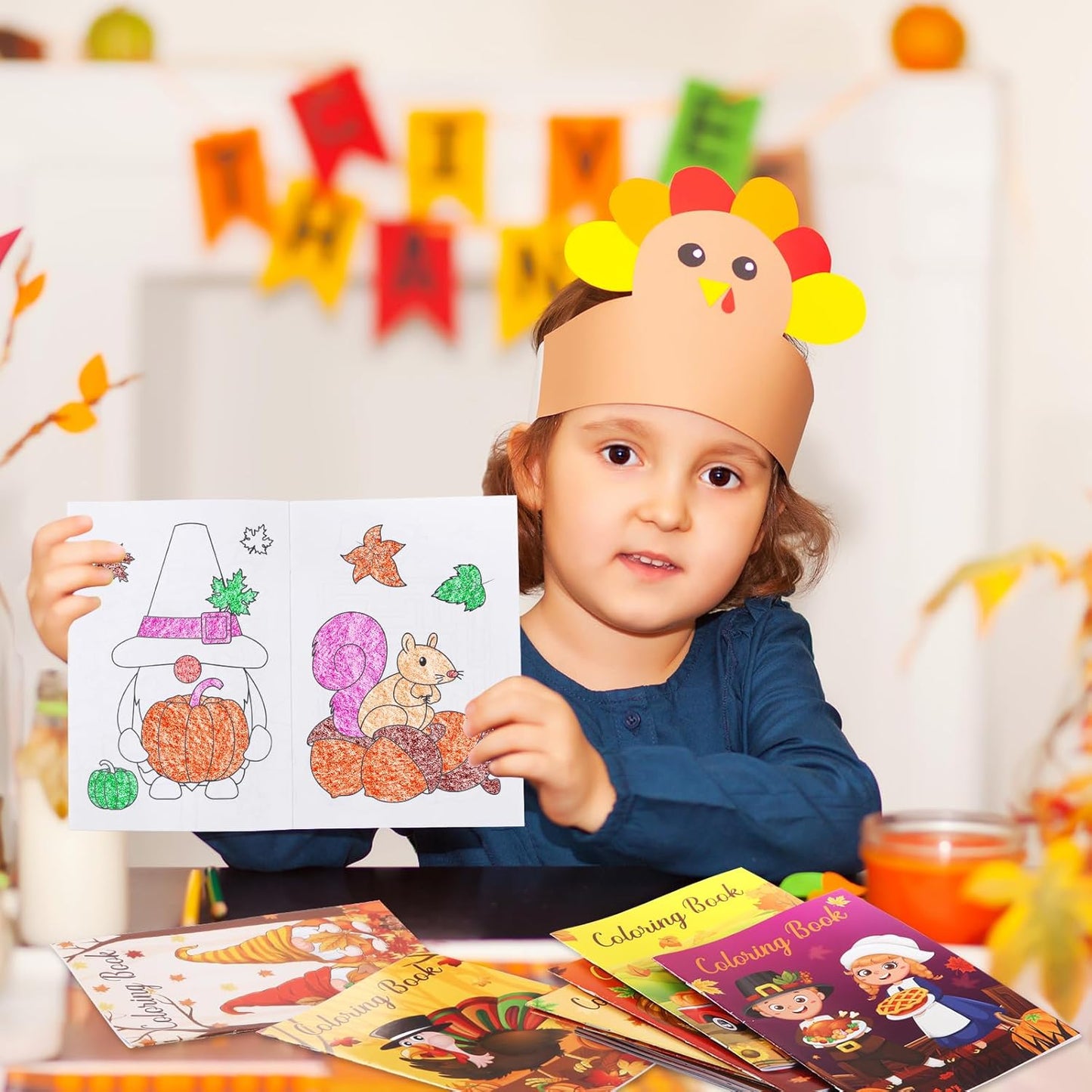 BenLouis 12 Fall Mini Coloring Books Kids with 12 Stacking Crayons Thanksgiving Theme Party Favors Small Activity Books Bulk for Kids Autumn Pumpkin Harvest Party Gift Goodie Bag Stuffers