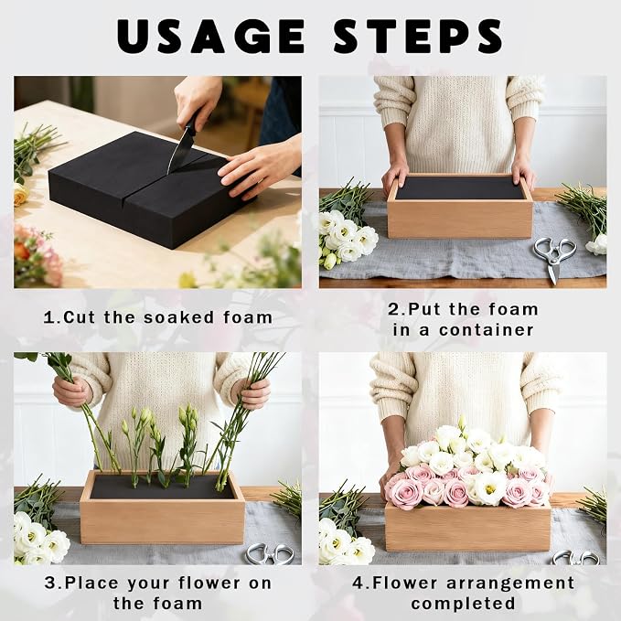 Prashent 3 Pcs Black Floral Foam Blocks