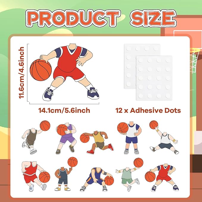 OBUSATT 60 Pcs Basketball Player Theme Cutouts Basketball Bulletin Board