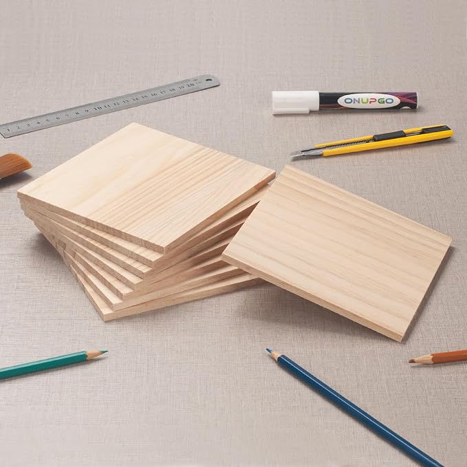 Wooden Blocks for Crafts, 6″ X 6″ Wood Blocks Squares for Crafts1/4″ Thick