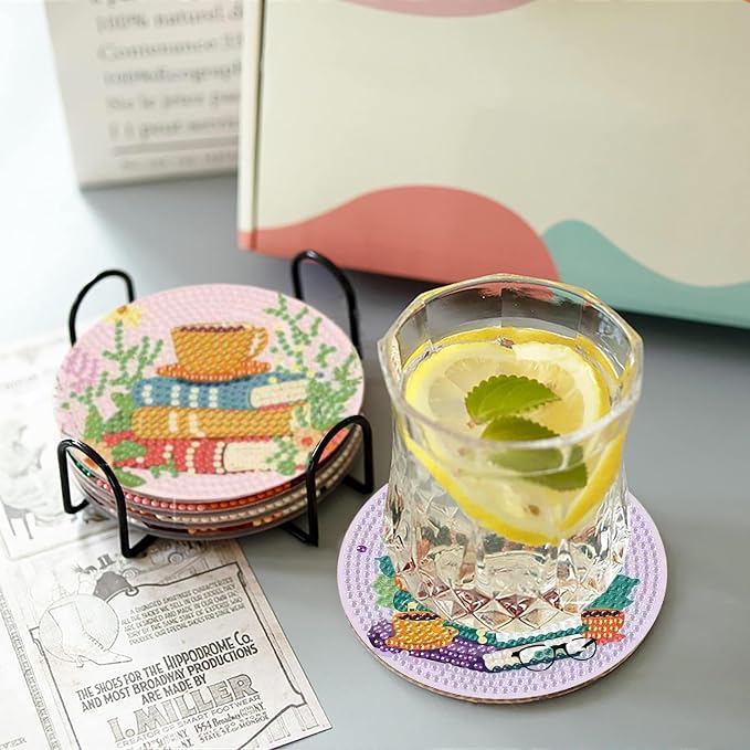 8 Pcs Book Diamond Art Coasters Kit
