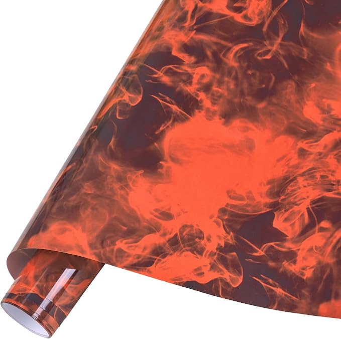 Tintnut Red Black Flame Heat Transfer Vinyl Roll, stretch washable, compatible