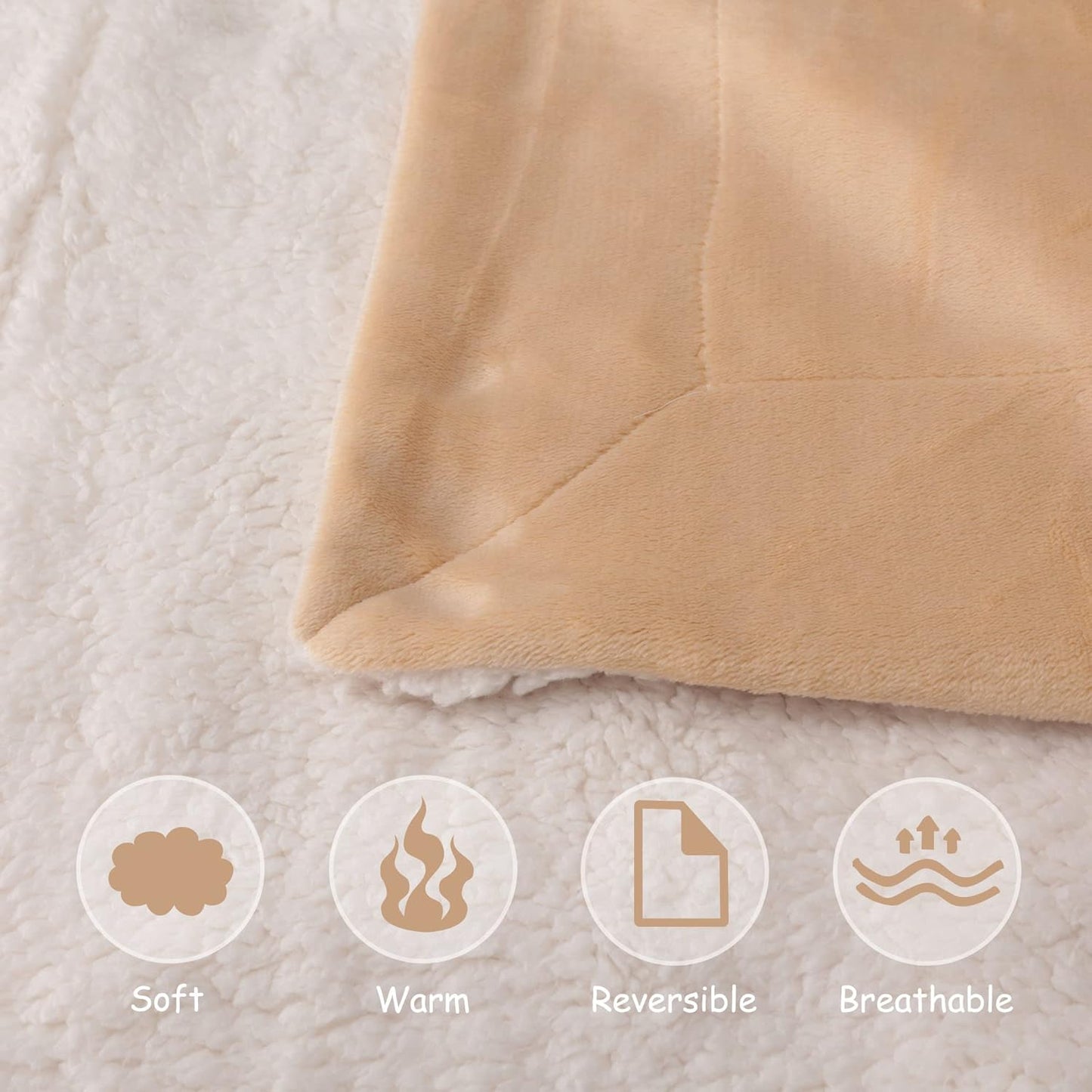 NANPIPER Baby Sherpa Blanket,Warm Toddler Throw Blanket,Soft Newborn Fleece Blanket for Winter (Beige,30x40 inches)
