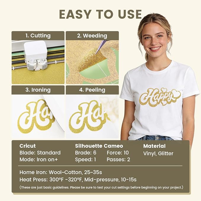 Gold Glitter HTV Heat Transfer Vinyl