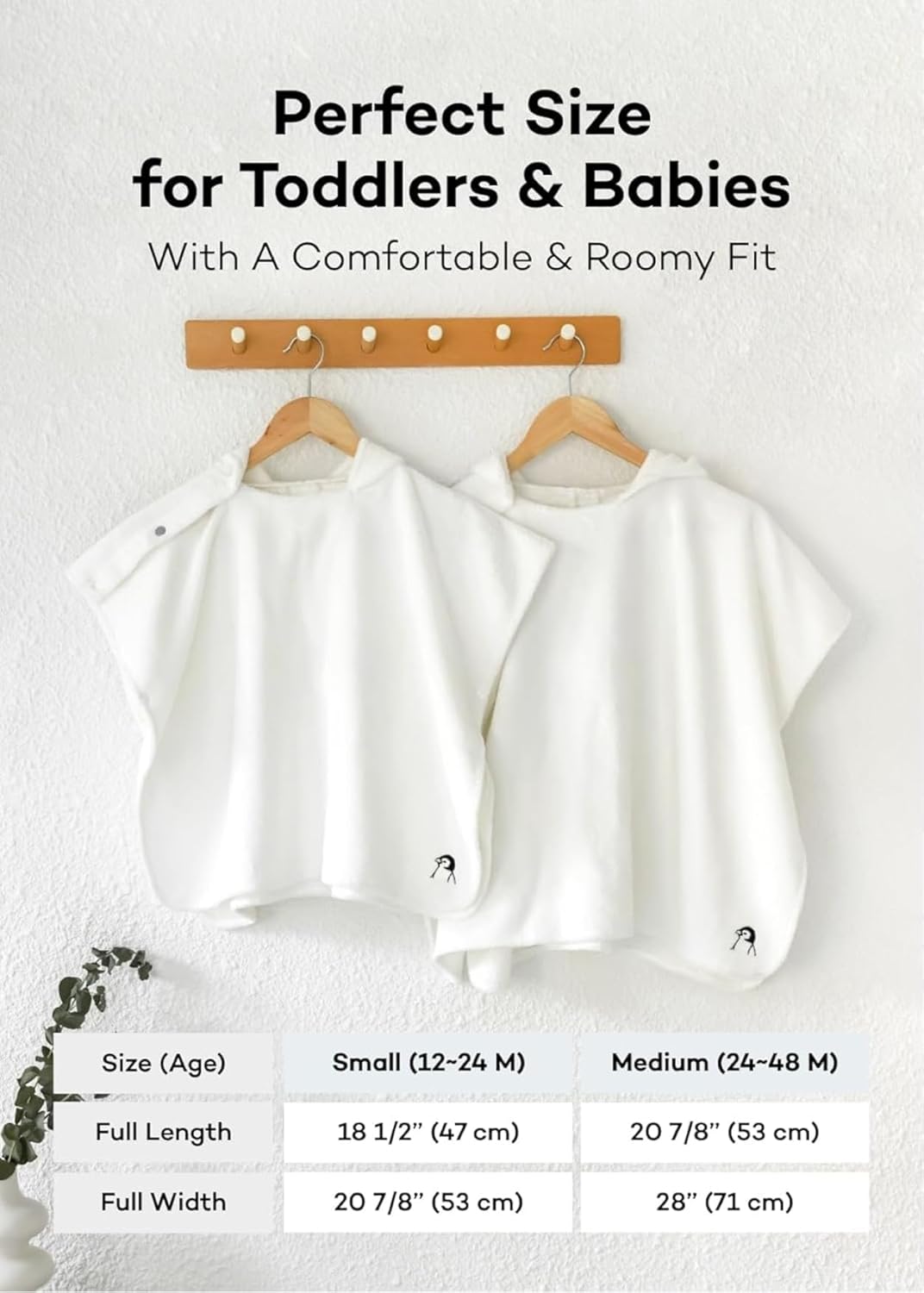 Konny Baby Hooded Towel Rayon from Bamboo Cotton Baby Bath Beach Towel Hooded Poncho, Oeko-TEX, Ultra Soft & Quick-Dry, Newborn Boys Girls Toddler (Beige, Small)