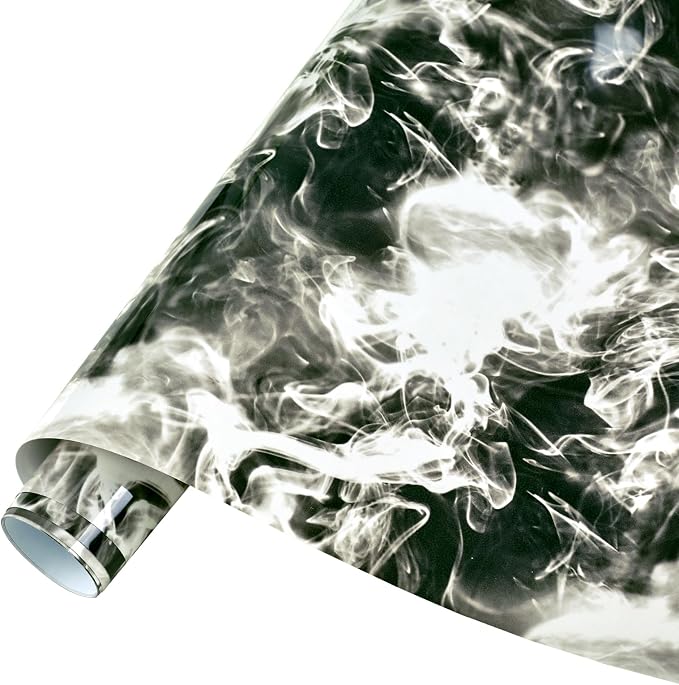 Tintnut Black Grey Flame Heat Transfer Vinyl Roll, stretch washable, suitable
