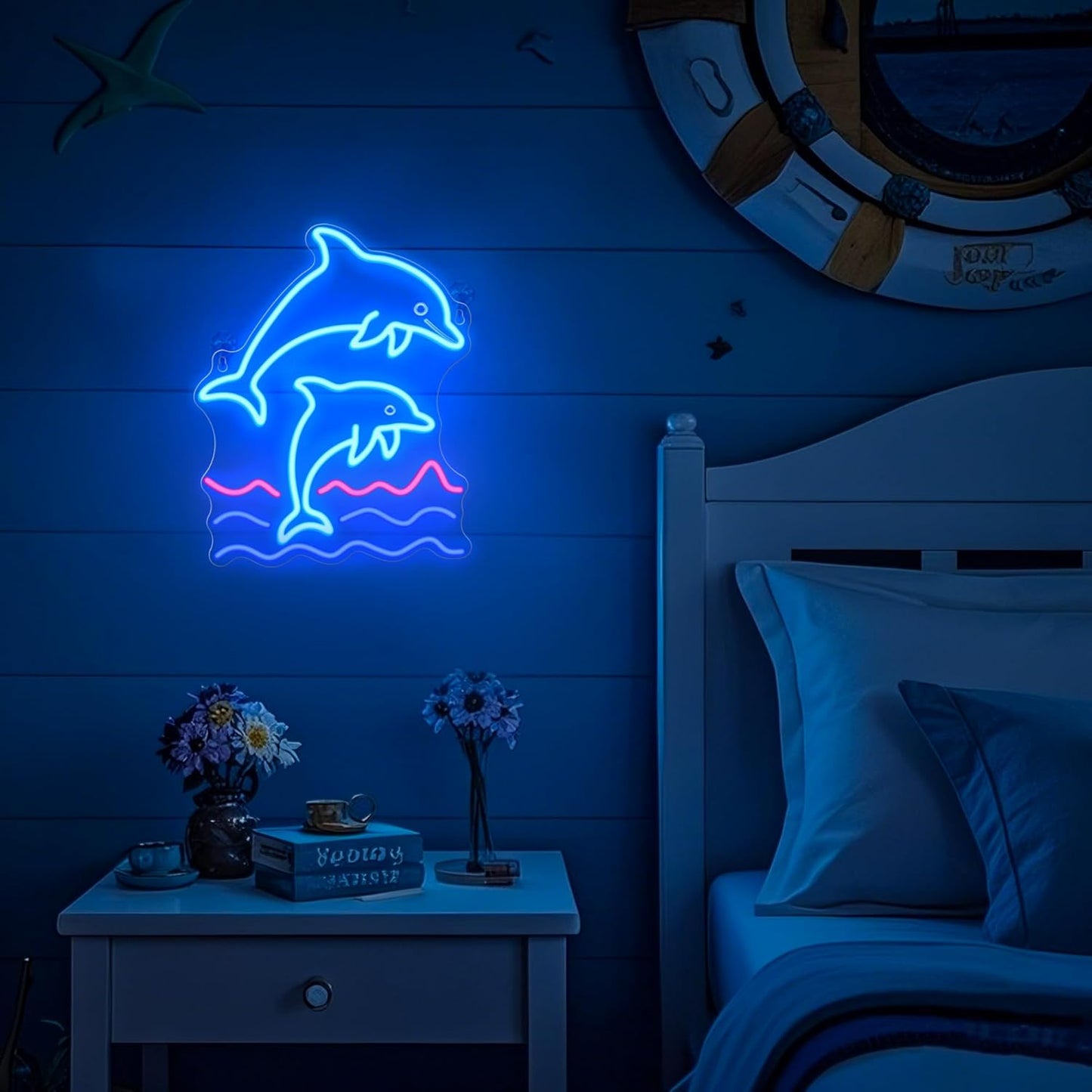Dolphin Neon Sign, Dolphin Lamp Wall Decor, Dimmable Birthday Party Decorations for Home, Patio, Garden, Bars, Restaurants, Hotels, Stores, Clubs, Gift for Friends Family and Kids