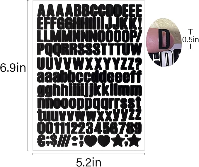 1550 Pieces 10 Sheets Letter Stickers, Vinyl Mailbox Numbers Alphabet Stickers