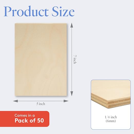 Baltic Birch Plywood, 6 mm 1/4 x 5 x 7 Inch Craft Wood, CNC Cutting and Wood