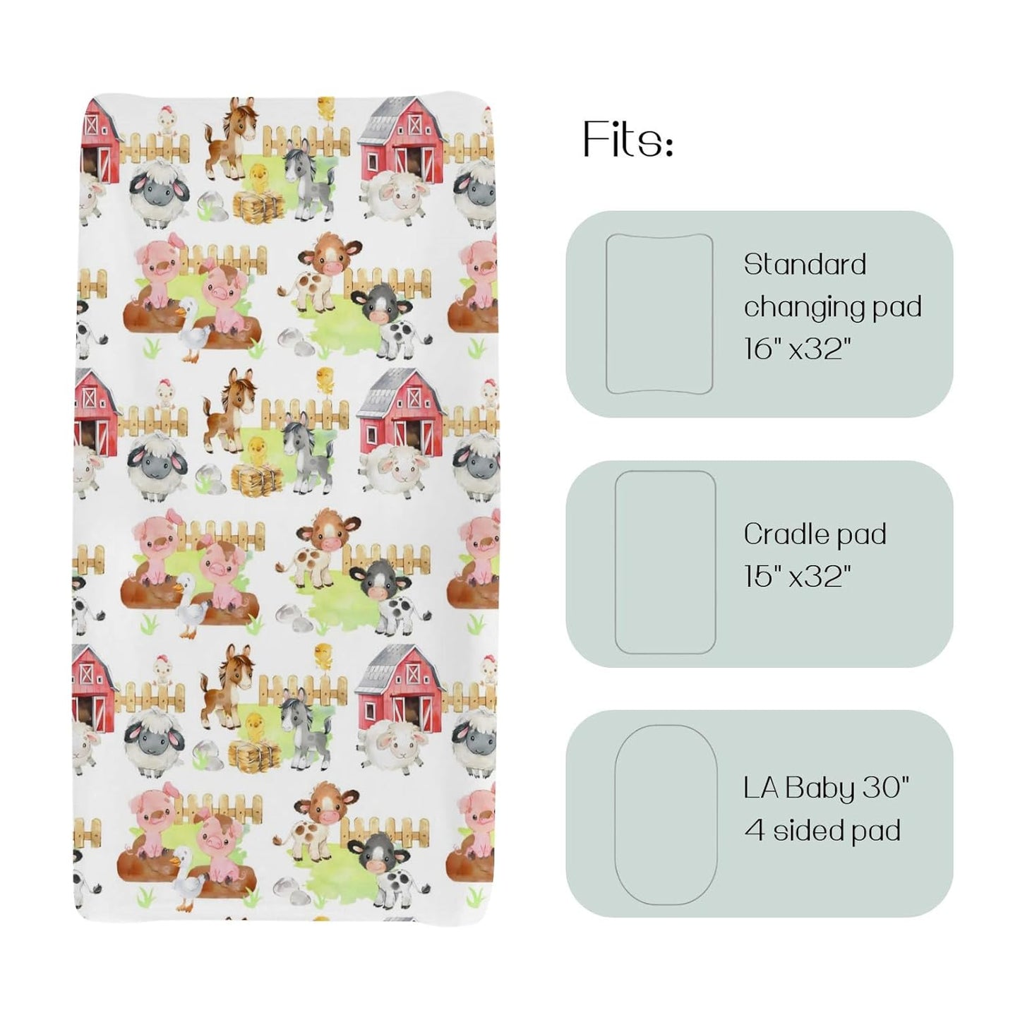 HawSkgFub Farm Animals Life Barn Changing Pad Cover for Baby Girls Boys, Natural Cow Chicken Pig Horse Diaper Change Table Covers, Soft Stretchy Safe Snug Fitted Changing Mat Sheets Fit 32"/34" x 16"