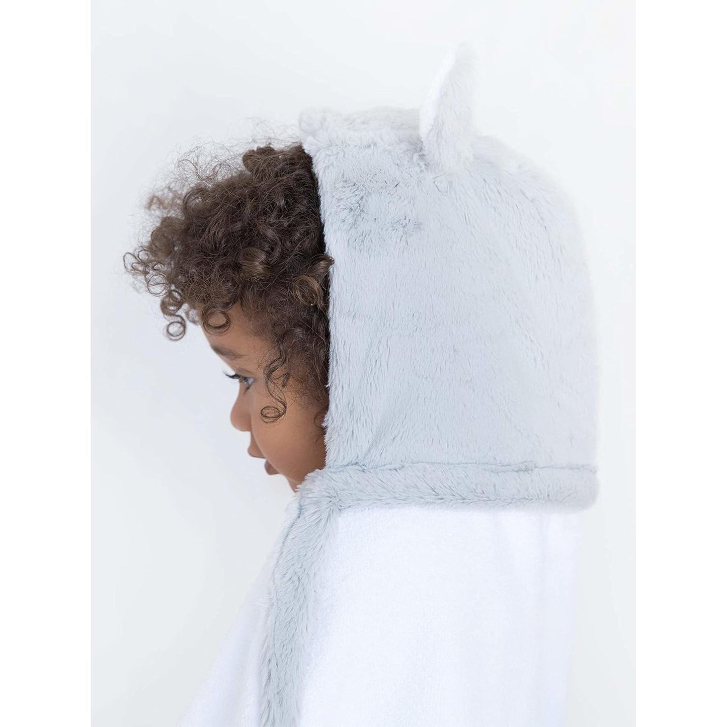 Little Giraffe Luxe Baby Towel with Ears, 24" x 41", Silver