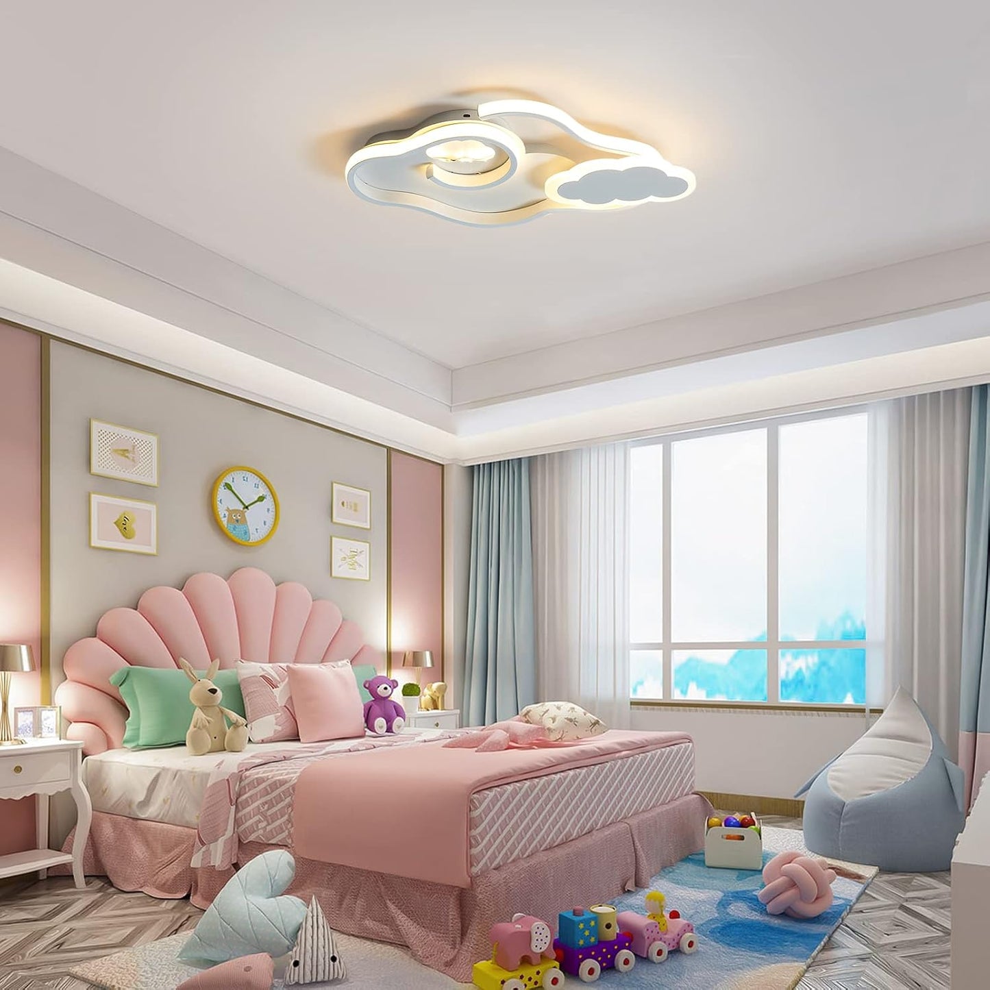 Tioolo Modern LED Ceiling Light Dimmable Cloud Ceiling Lights Flush Mount Acrylic Ceiling Lamp with Remote Creative Cartoon Ceiling Lighting Fixture for Boy Girl Room Bedroom Living Room 42W/White