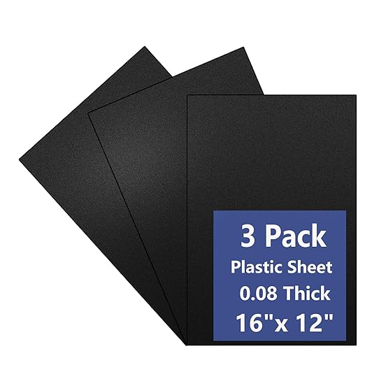 3 Pack Black Plastic Sheet 12x16x0.08 in Flexible High Tensile Plastic Sheets