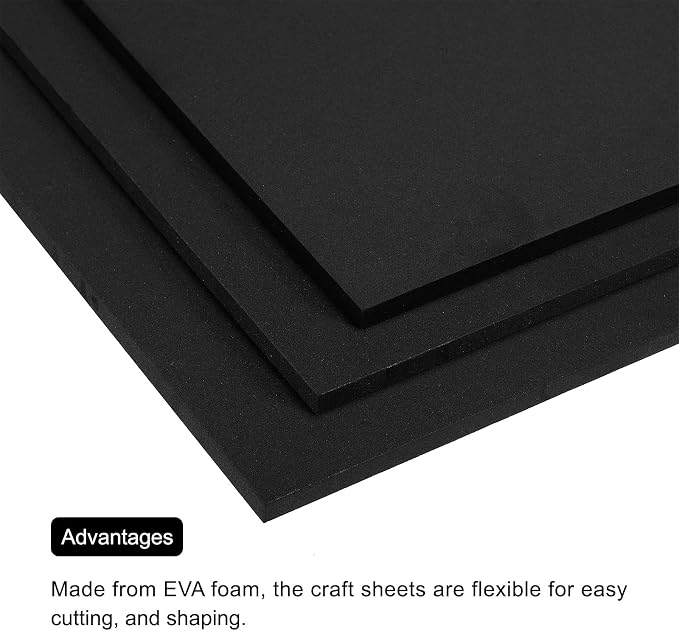 MECCANIXITY EVA Foam Sheets Black 9.8 Inch x 9.8 Inch 7mm Thick Crafts Foam