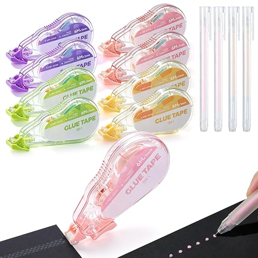 Scrapbook Tape Set, 8 Pack Double Sided Tape Roller