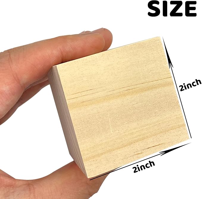 MUXGOA Wood Blocks for Crafts, 2 Inch Unfinished Wooden Cubes Natural Wood