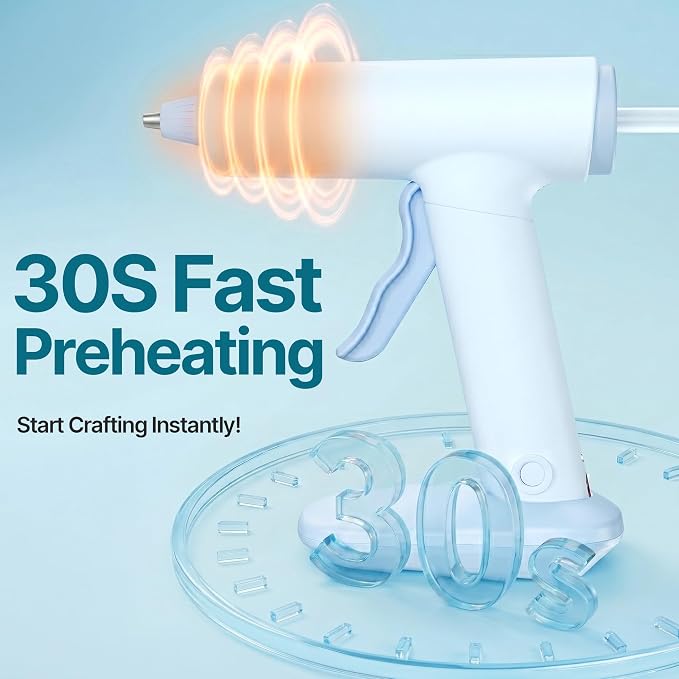 Cordless Hot Glue Gun, 30s Fast Preheating