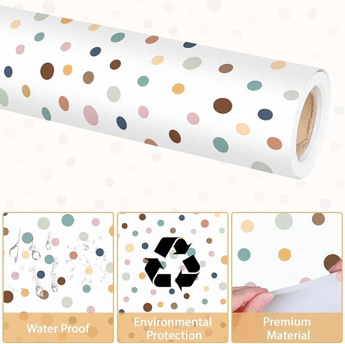 Qyeahkj Boho Dot Bulletin Board Paper Roll Boho Polka Dot Bulletin Board