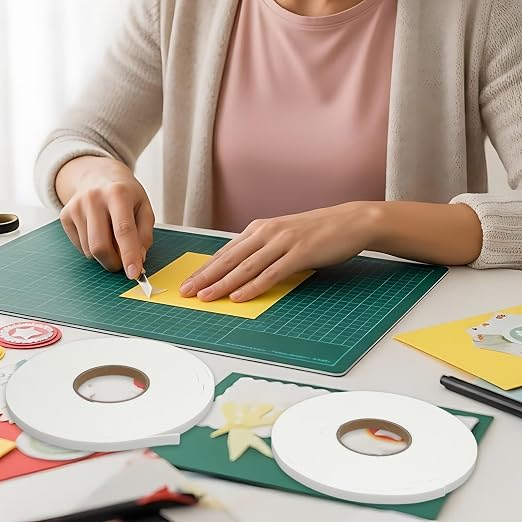 Tatuo 2 Rolls Double Sided Foam Tape PE Foam Tape Sponge Soft Mounting Adhesive